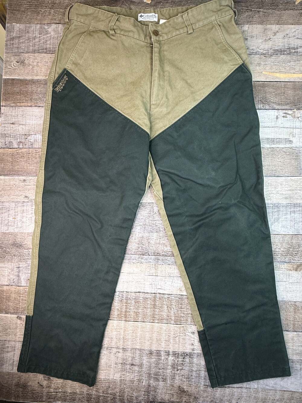 Columbia Pants Mens 42x32 (Fit 38x30) Green Beige Brush Briarshun Upland Hunting
